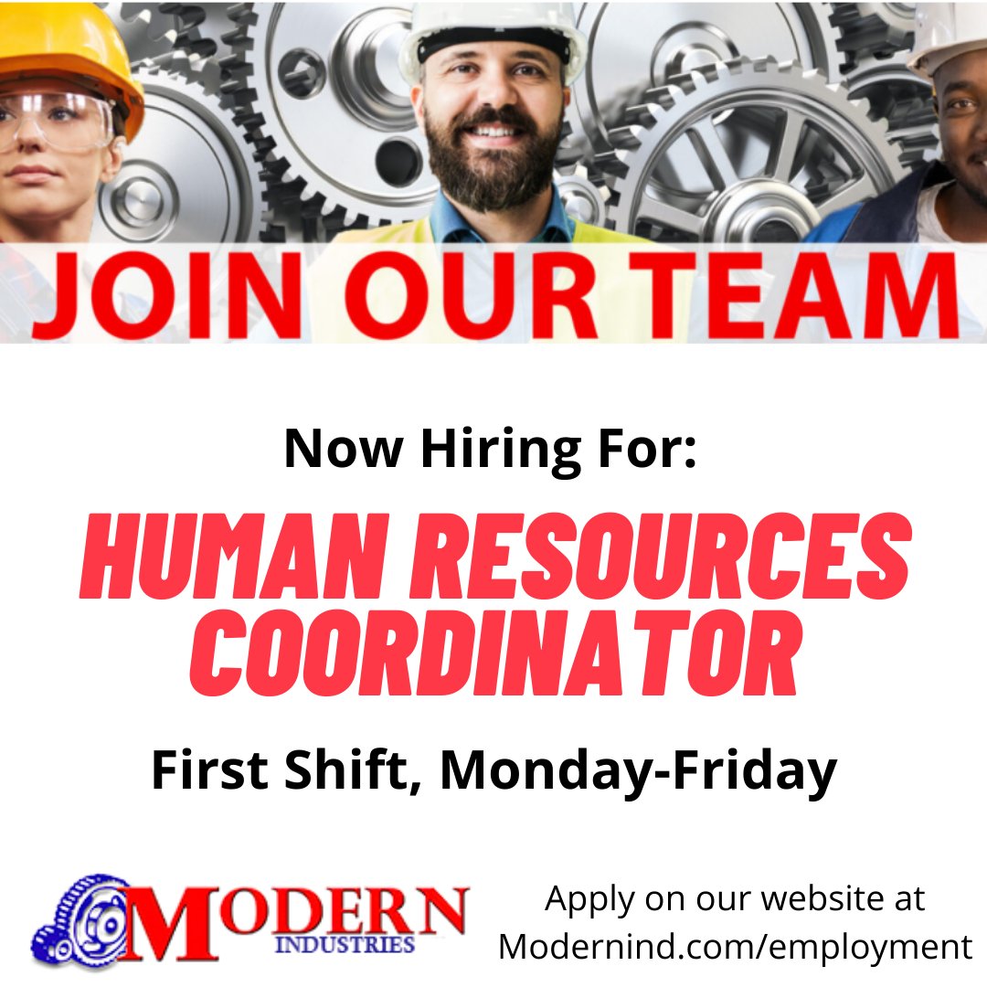 ModernIndErie's tweet photo. Are you, or someone you know, proficient in Microsoft &amp; has experience in Human Resources? Apply to be Modern Industries HR Coordinator who is responsible for daily HR activities in our fast-paced, multi-divisional manufacturing organization. Apply at https://t.co/7Du780AVut https://t.co/3BFC1FqBdr