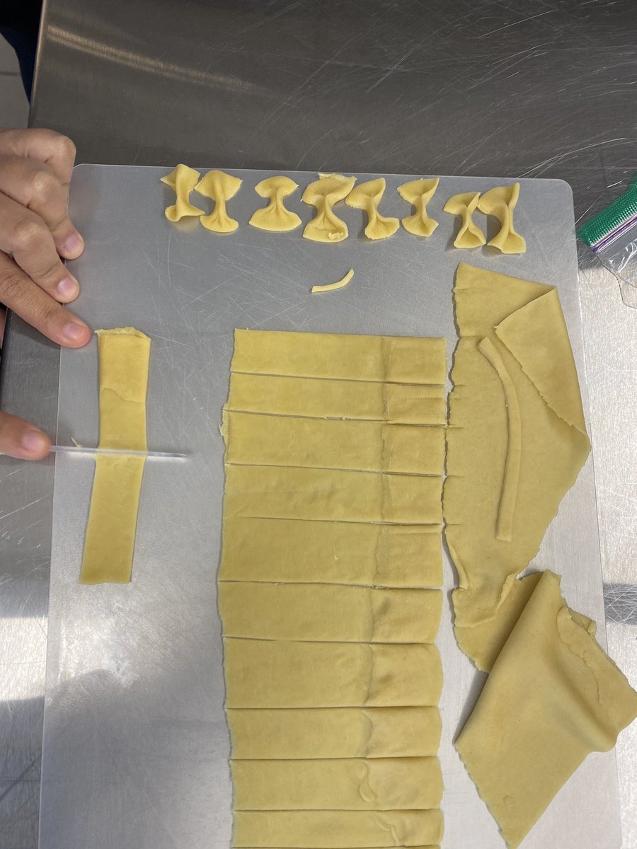 We survived pasta week!   6th and 7th Exploring cooking students made homemade bow tie pasta.  Cooked it and turned it into Pasta salad!!  #glowacademy1 <a href="/katebtayloe/">Kate B. Tayloe</a>
