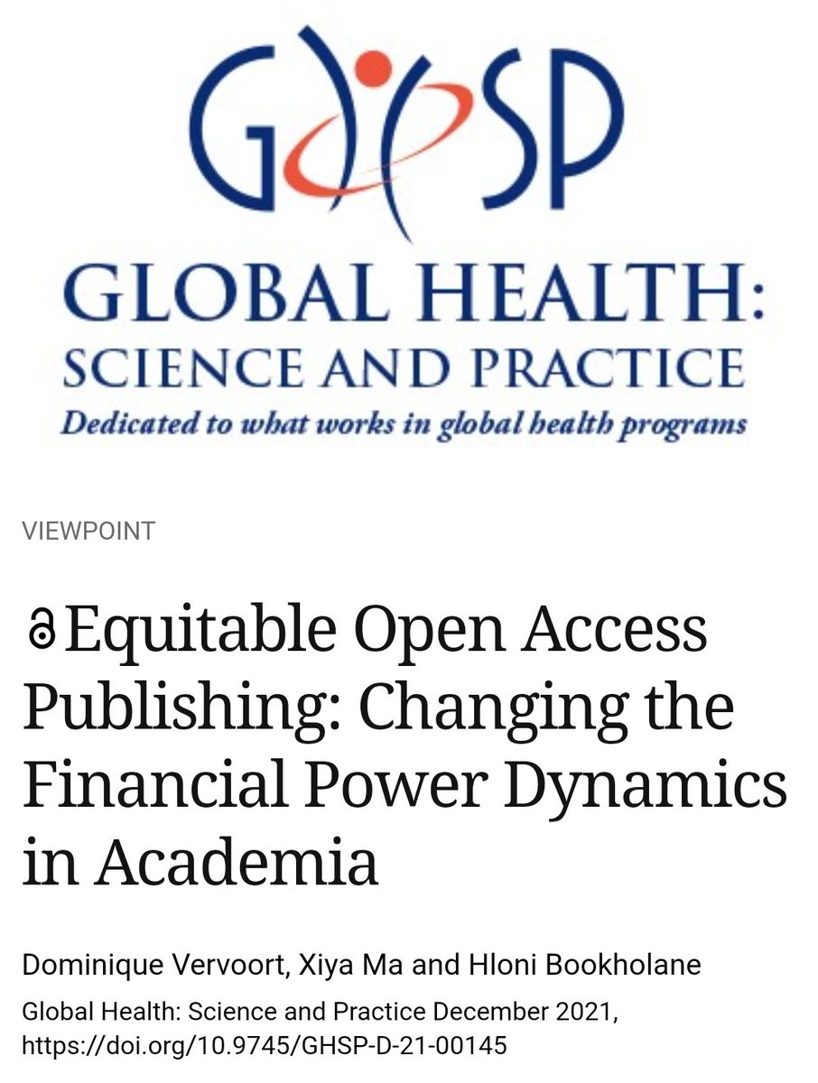 DVervoort94's tweet photo. #OpenAccess publication fees are often many $1000s when waivers remain limited, skewing research dissemination towards 💰 institutions &amp; ⬆️ funded researchers.

Drs. @ma_xiya &amp; @HloniBookholane + I call for change in publishing power dynamics @GHSPJournal: https://t.co/BvQsNzqxst https://t.co/AmbKqa6boK