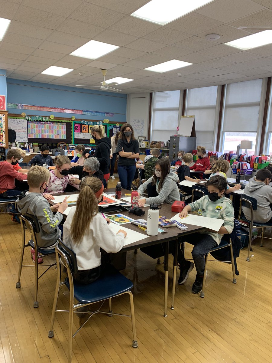MrsRevak's tweet photo. We loved creating our own interpretation of Georgia O’Keeffe’s work today during Art Enrichment! So many artists in room 306! https://t.co/BfLAgZQjs5