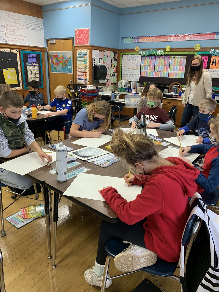 We loved creating our own interpretation of Georgia O’Keeffe’s work today during Art Enrichment! So many artists in room 306!