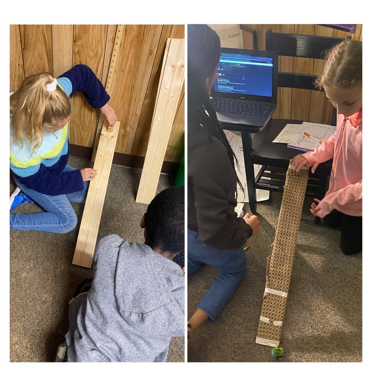Rodee_FCE's tweet photo. Which surface will make a car go down the ramp the fastest? Students are engaged and amazed by their findings using the scientific method. ##MakeDecemberMagic #handsonlearning #fce2021 #cardinalpride #science #force @HumbleISD_FCE https://t.co/1Y1xL7L8CK
