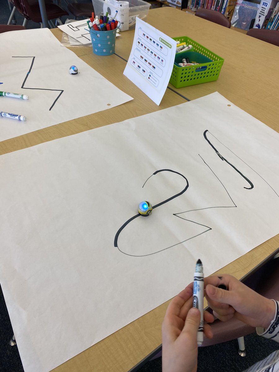WilshireLibrary's tweet photo. Today we had the #SchoolLibraryJoy of introducing @BonuraDiana class to @Ozobot! Experimenting with line, colour &amp; codes, taking risks, seeing what works &amp; what doesn’t. This is all part of the learning that happens when we learn to #code! #MonthOfCode @hourofcode @WilshireES https://t.co/uwp6TYQe4s