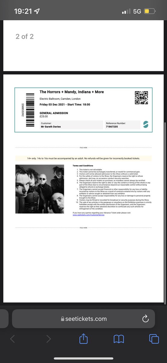HollowGaz's tweet photo. Two free tickets to @horrorsofficial #TheHorrors @EBallroomCamden #ElectricBallroom #Camden tonight I can’t go! Feel free to use them! https://t.co/T6YyGanyTq