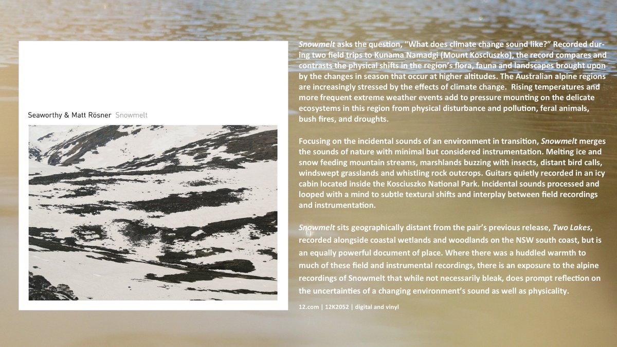 Mozziebites's tweet photo. Ever wondered what kind of music is inspired by a changing climate? Please take a listen to 'Snowmelt', a new project mashing together my love of environmental science and sound recording. Let me know what you think... https://t.co/h9iNlnuum3 #BandcampFriday #SciArt #scicomm https://t.co/6y3Erkc81S