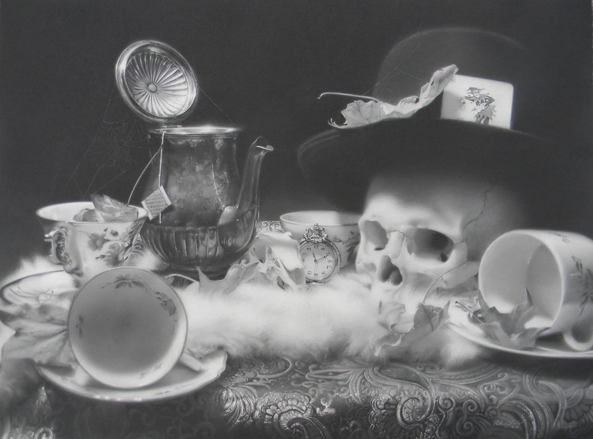 BeAtEasel's tweet photo. "Waiting for Alice," charcoal and white pastel 15" x 20". https://t.co/mT5yrXR1Hi