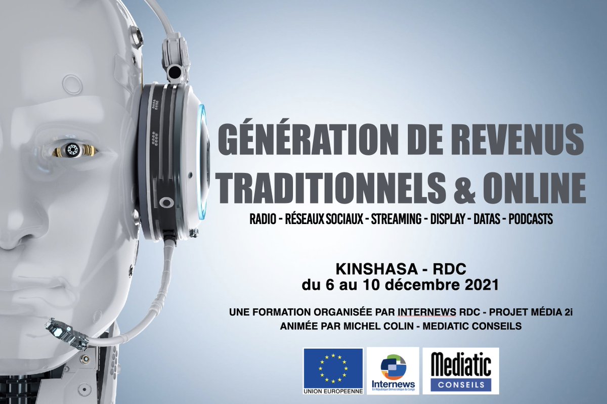 MichelColin's tweet image. J'aurai le plaisir d'animer une formation à Kinshasa pour 20 radios communautaires congolaises, organisée par l'ONG Internews RDC, du 6 au 10 décembre 2021.