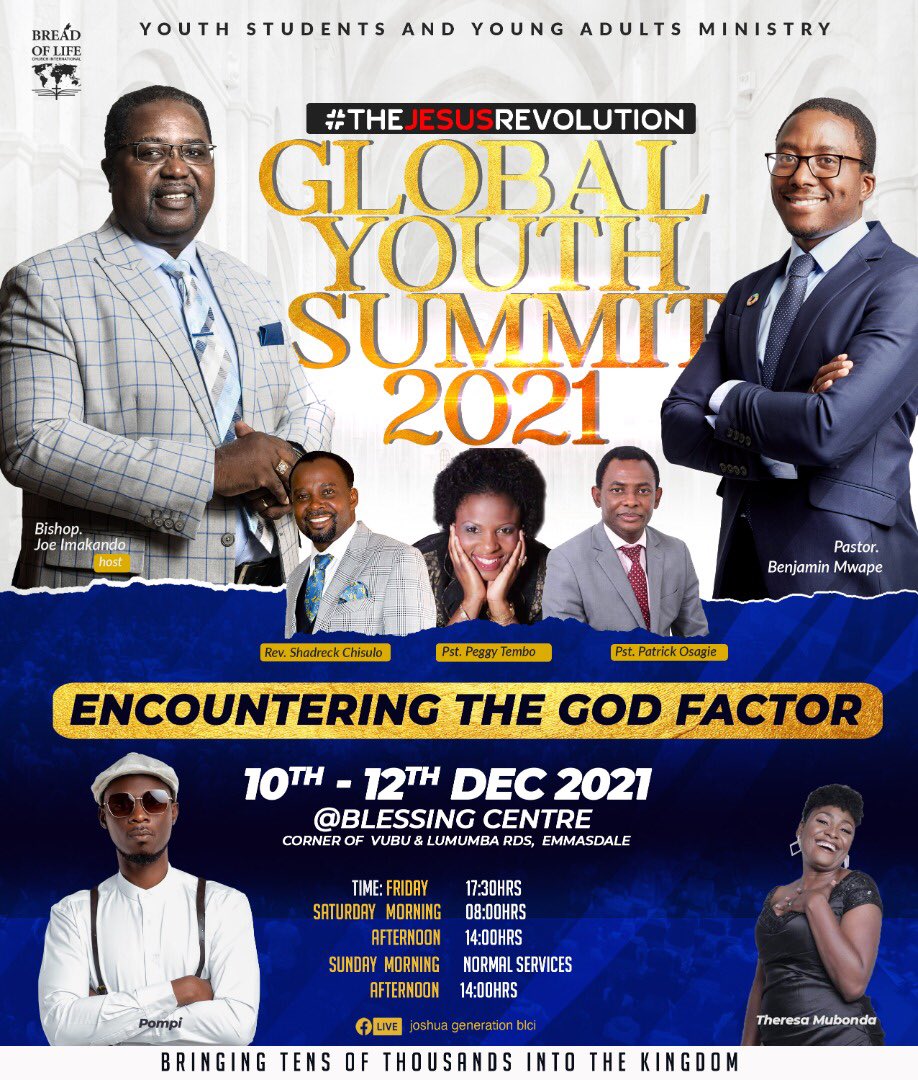 he Jesus Revolution Global youth summit is here!!!
Get ready to encounter the God factor. 
#JesusRevolution #GlobalYouthSummit
