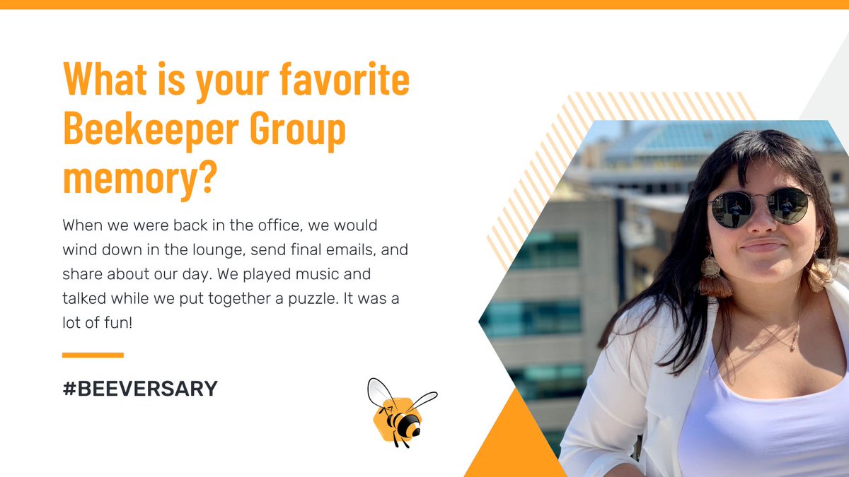 BeekeeperGroup's tweet photo. That marks 2️⃣ years at the Hive for Account Manager, Natalia Gonzalez. Help us wish this popcorn-loving social butterfly 🦋 and #advocacy expert a very happy #beeversary! #employeeanniversary https://t.co/vFMT9oLvTZ