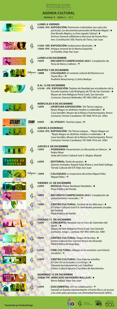 icppr's tweet photo. Compartimos la nueva #AgendaCultural de esta semana con más programación artística y cultural de #CulturalVirtual y #Coloqueo.
Con el apoyo de National Endowment for the Arts. https://t.co/2GRrzxYCKH
