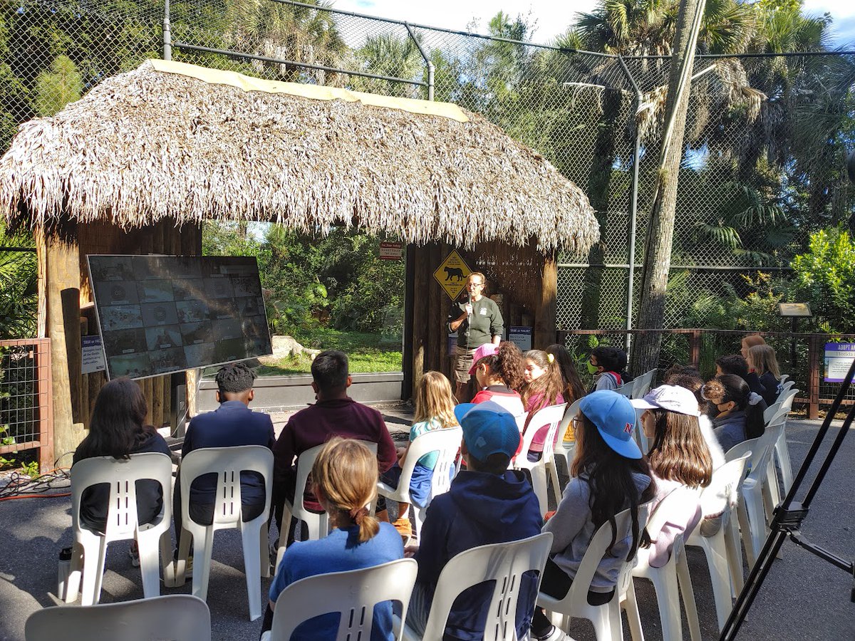 NaplesZoo's tweet photo. Today all @collierschools 5th graders learned about Florida panthers directly from Florida Fish and Wildlife Commission (FWC) research scientist, Dave Onorato, and Naples Zoo's carnivore supervisor, Elizabeth Johnson.
.
#napleszoo #zoocon #floridapanther #ccps https://t.co/HzsE02MiwI