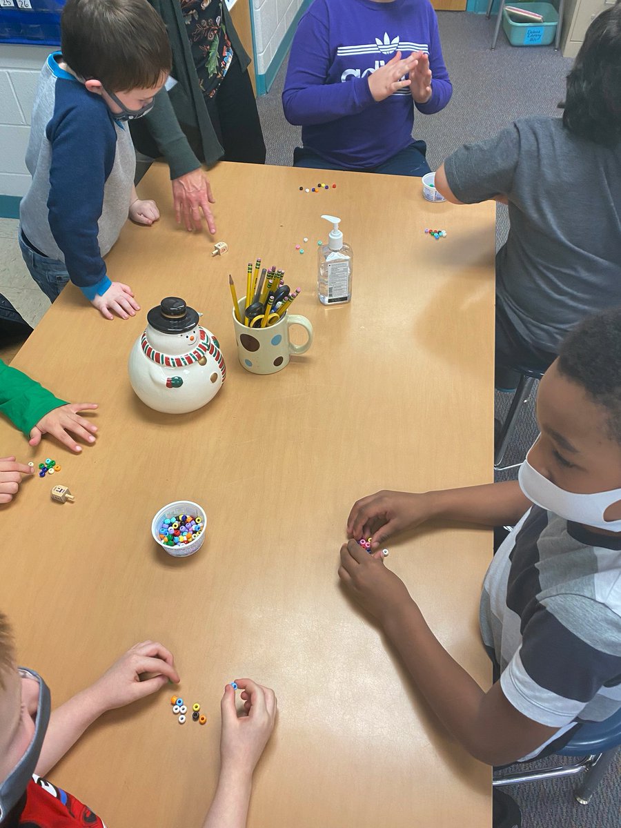 Happy Hanukkah to all who celebrate! Today we played dreidel after learning all about this tradition. 🕎