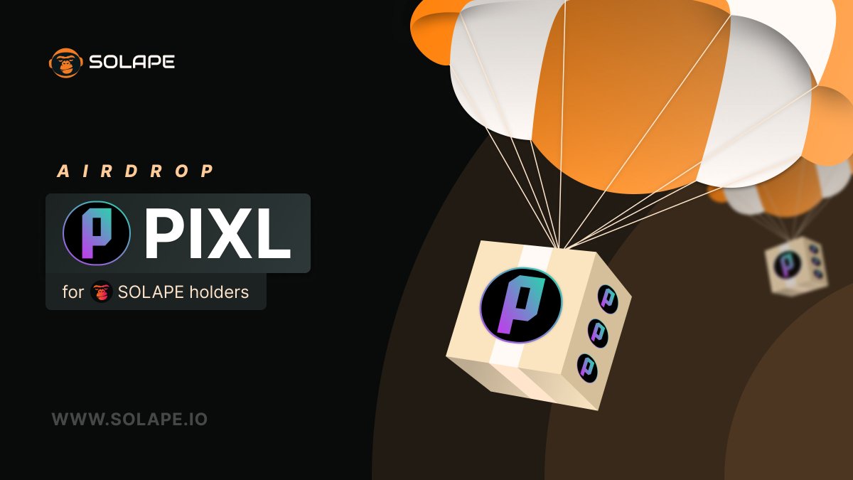SolApeDEX's tweet photo. 1% of the $PIXL supply has been airdropped to our token holders with > 100K $SOLAPE balance.

🦍 🤝 @Pixels_so https://t.co/QPATVmm1Ge