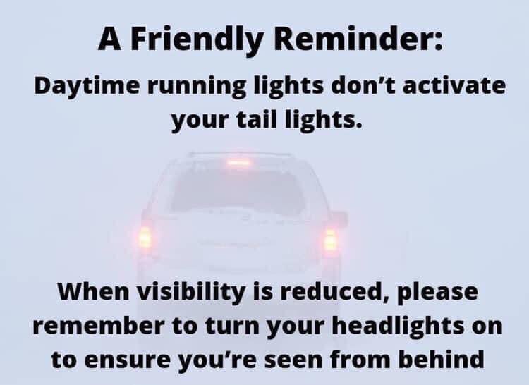 LADS_AUTO's tweet photo. When road conditions and visibility is poor having your headlights turned on helps you see in front of you and others see you from behind. If you’re car is equipped with an ‘auto’ setting we recommend turning that on so you’re headlights turn automatically in these conditions! https://t.co/KXrIZqNF5z
