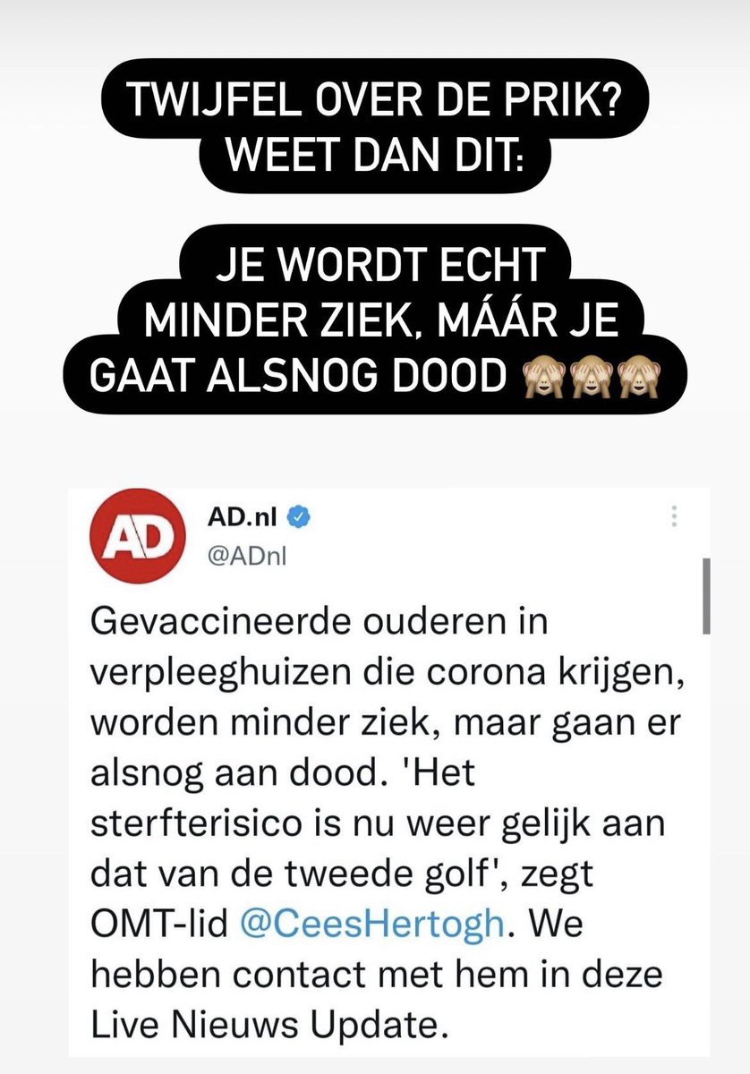 Ongevaccineerde's tweet photo. Beste @hugodejonge, mijn moeder, van wie ik zielsveel houdโฆ grote kans dat zij sterft dankzij jouw #Vaccinatie tip, #oppepper #BOOSTER ?? Ik dรฉnk dat het beter is voor je als ze nog even blijft leven https://t.co/k0Vo08AIHT