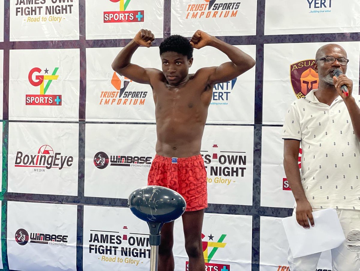 maryeetey_gs's tweet photo. I am excited to be fighting for the National fly weight championship tomorrow inside the Trust sports Emporium Gamashie hall on Winbase Promotions. This also happens to be my 8th professional appearance.
#Teamaryeetey
#Winbase #goldenstar ##ghanaboxingauthority #GTVSports https://t.co/DaHWbqmPTO