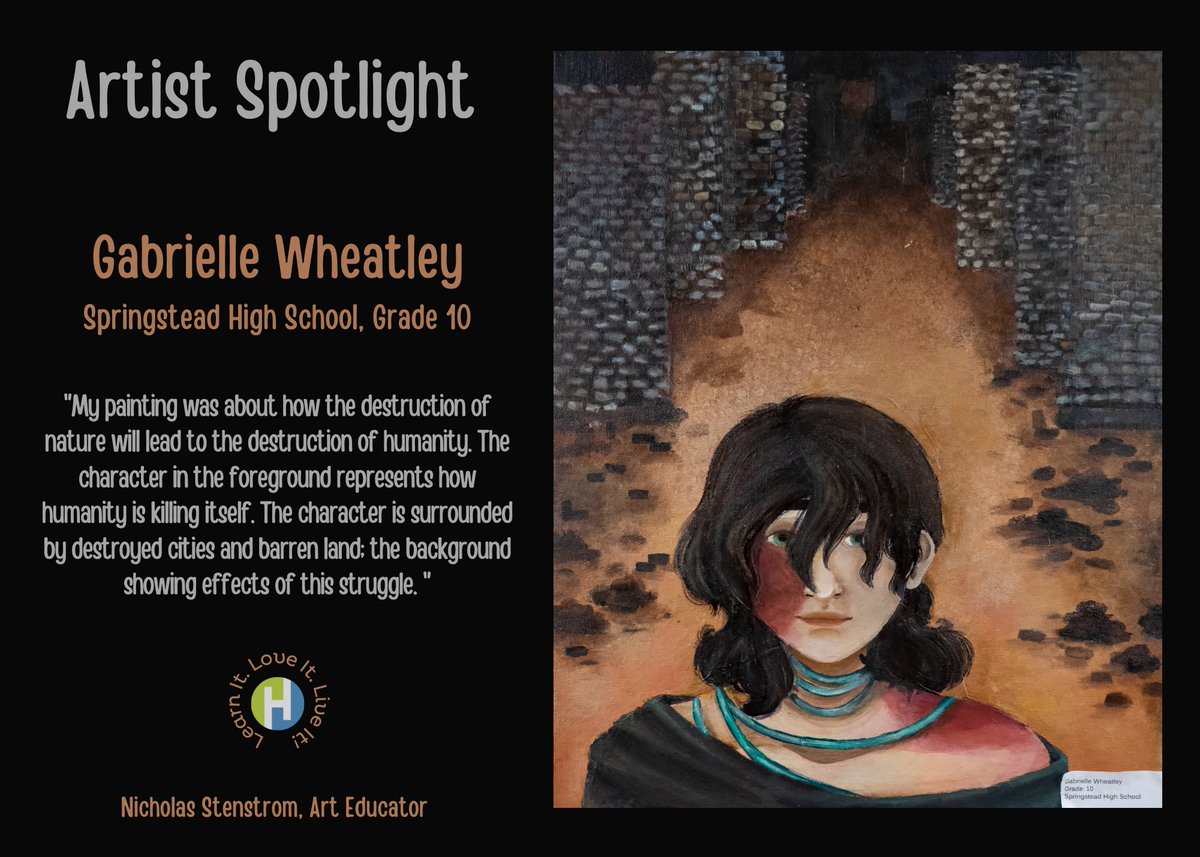 This week's featured artist is Gabrielle Wheatley at Springstead High School. We think her painting is AMAZING! Art Teacher Nicholas Stenstrom said the assignment was called the 'Big Idea' project. We think she did a great job!
#LearnitLoveitLiveit #WatchUsLiveIt