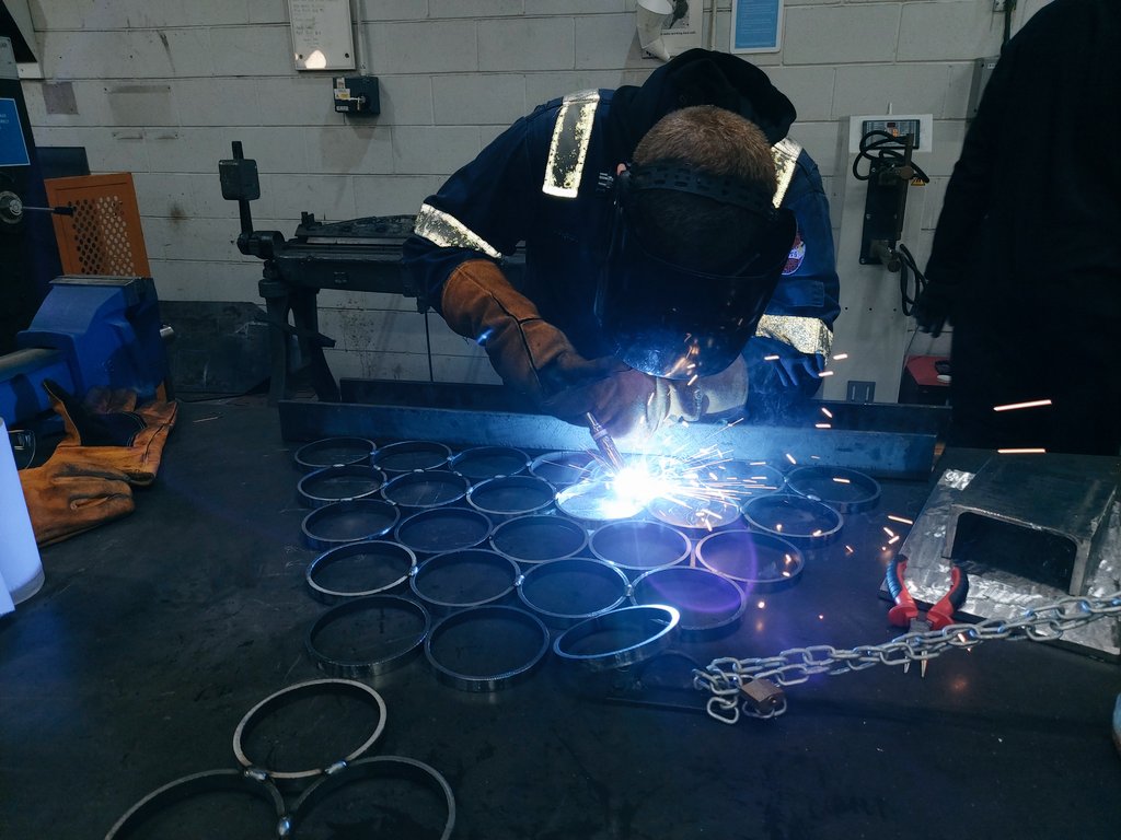 WForman2's tweet photo. Our PEO Level 2 and Skills For Work students welding and fabricating Xmas metal art for our #sparkle charity raffle #nescol https://t.co/fL579Ho2iY
