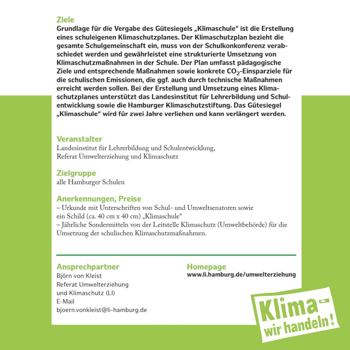 #Schulen mit richtig guten #Klimakonzepten sollten sich jetzt als #Klimaschule anerkennen lassen! Infos unter li-hamburg.de/umwelterziehung

#klima #twlz #twitterlehrerzimmer