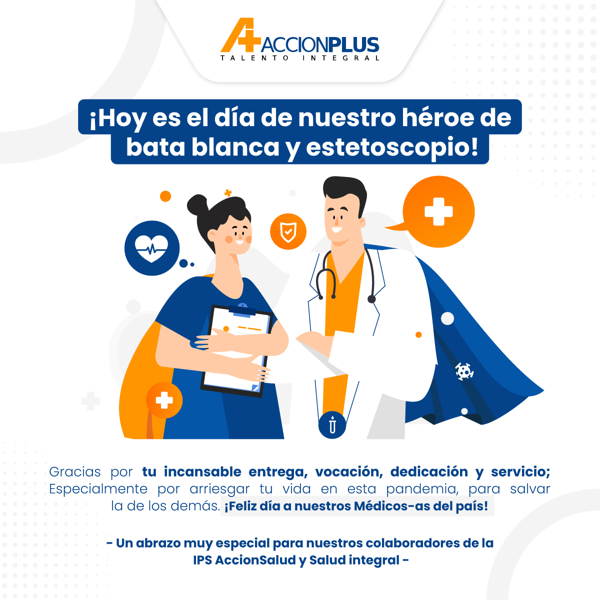 G_AccionPlus's tweet photo. #FelizDíaDelMédico 👩‍⚕️
¿Sabías qué❓ Esta fecha fue decretada para homenajear al médico que descubrió el mosquito transmisor de la fiebre amarilla, el cubano Carlos Finlay Barrés y un tributo a todos los profesionales de la medicina.👨‍⚕️¡Que tengan un bonito día!🥳
#MiPlusMiADN💙🧡 https://t.co/QSqpbKoNh0