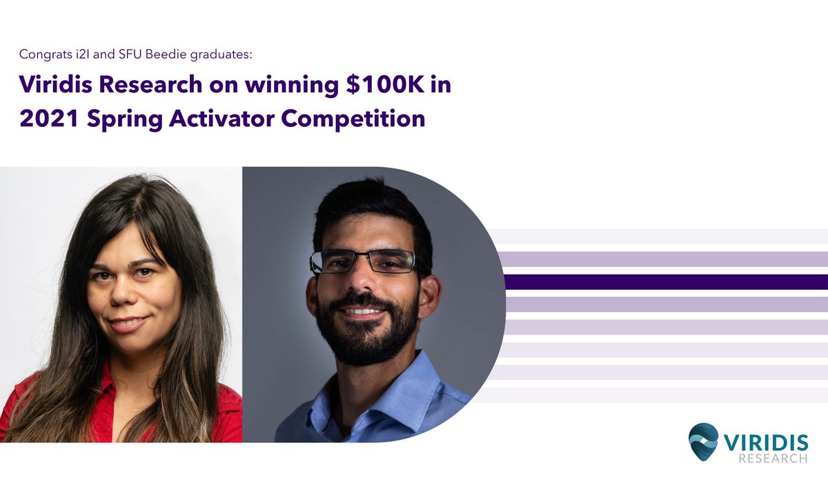 Chang_Institute's tweet photo. Congratulations Viridis Research on winning 100K in the national @Spring_is competition 🎉  @SFUBeedie alum and supported by @4D_LABS, @SFUVC,  @SFUVentureLabs &amp; SFU Innovates through the Science Stream incubation program (funded through @GenomeBC).
 
#SFUInnovates @SFUResearch https://t.co/IQnkpw0mS6