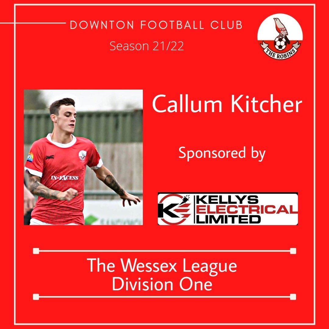 DowntonFC's tweet photo. We are delighted to announce Callum Kitcher will be sponsored by Kelly’s Electrical Ltd for this season . Thank you for sponsorship 🔴⚪️❤️ https://t.co/Ost8yxJxsB