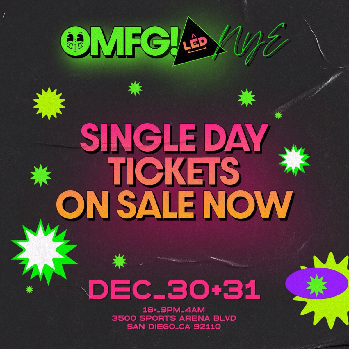 LEDpresents's tweet photo. 🚨OMFG! NYE SINGLE DAY TICKETS ARE ON SALE NOW 😃
@sevenlions @saidthesky @dillonfrancis @madeon @zedsdead @dabin + more are gonna bring us into 2022 proper!
Hit the link and secure your spot under the #LEDdome 🎆
https://t.co/AogDbrIq5n https://t.co/Rsrx4QGipB