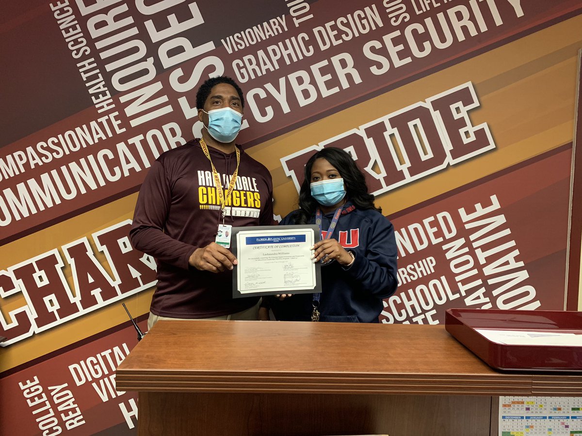 Principal_McA's tweet image. Congratulations to Ms. Williams for successfully completing the PROPEL Program. The Chargers are proud of you! #FutureAP @browardschools