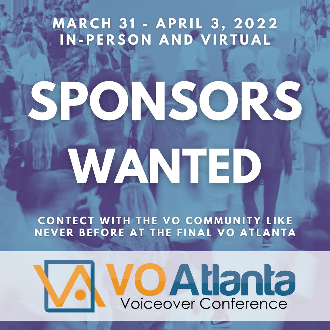 Do you offer a product or service for today's professional and aspiring voice actors? Don't miss this chance. Be part of the final VO Atlanta Conference. We're In-Person and Virtual for 2022. Learn more vms.swoogo.com/voatlanta2022/… #vo...