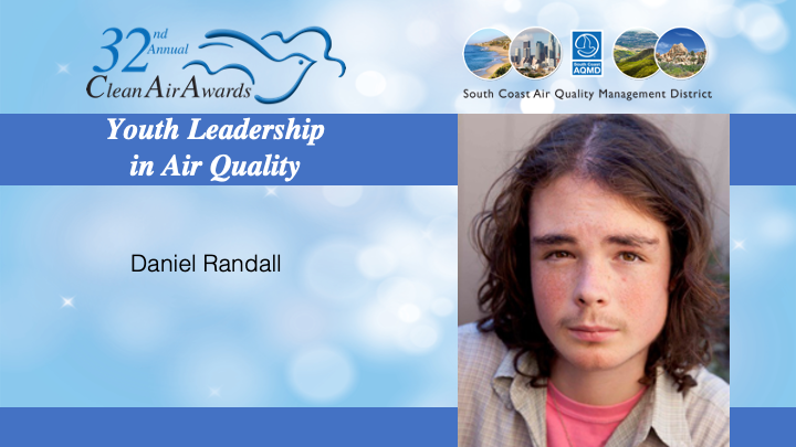 SouthCoastAQMD's tweet photo. This year's Youth Leadership in Air Quality #CleanAirAwards honoree: high school student Daniel Randall. https://t.co/Gk3nHhKuse