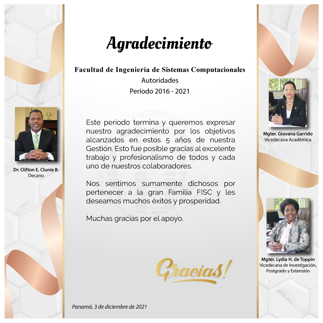 utpfisc's tweet photo. ¡Familia FISC!
Hacemos llegar el mensaje de agradecimiento de las autoridades salientes periodo 2016-2021.
@utppanama
#VidaFISC21 #FamiliaFISC #UTPFISC #FISCUTP #fiscutp21 #Sistemas #Tecnológica #utppanamá https://t.co/cW5pizVNyY