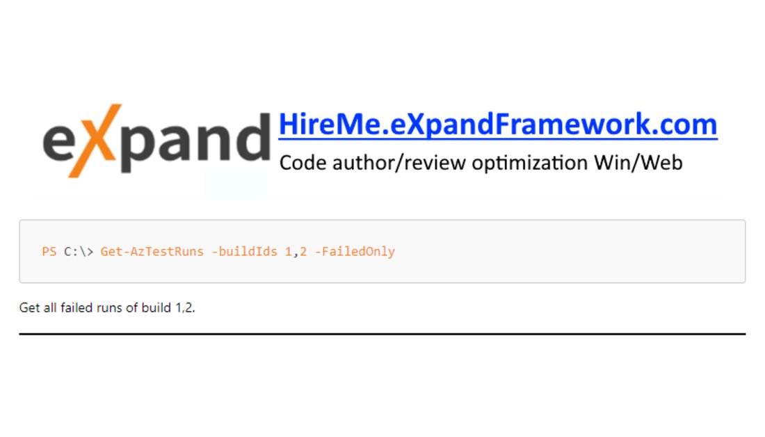 eXpandFramework's tweet photo. The Get-AzTestRuns #XpandPwsh #PowerShell CmdLet:
Lists AzureDevOps Test Runs.
Wiki: https://t.co/chVh6HUI4O
#Azure, #AzureDevOps, #DevExpress_XAF, #pwsh, #developer, #business, #automation https://t.co/KvNV2yb2bU