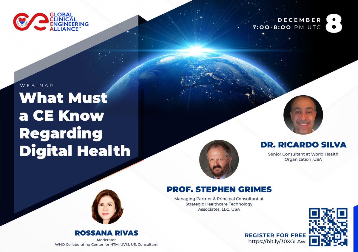 cedifmbe's tweet photo. Global Clinical Engineering Alliance will be hosting their fourth 2021 webinar and you can't miss it 👩🏻‍💻 : What Must a Clinical Engineer Know Regarding Digital Health 👏

Register here for free ✍️ : https://t.co/jw8MaeBqr4

#ClinicalEngineering #HealthTechnologyManagement https://t.co/FJq0fFaQ01