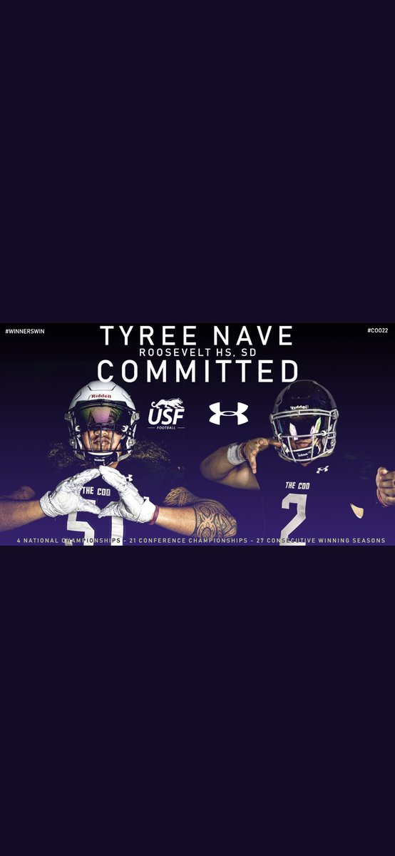 NaveTyree's tweet photo. Committed!!! Thank you to my family, coaches, and teammates for helping me get where I am today. @CoachLevi_  @CoachBRob5 @USFCooFootball @USF_Athletics https://t.co/FPkq0DdehF