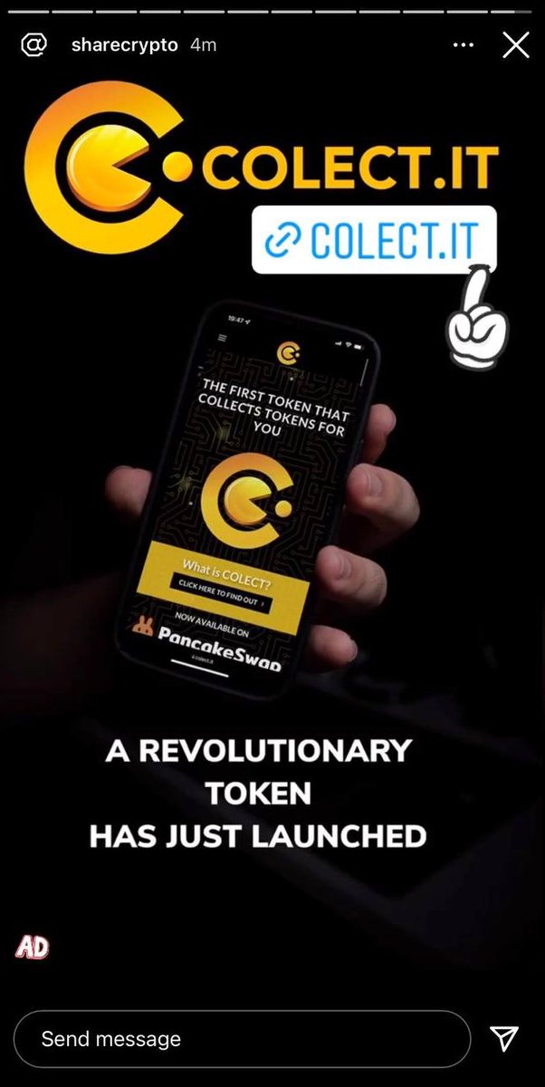colectit's tweet photo. $COLECT is now featured on #sharecrypto Instagram's stories! More to come! #crypto #bscgem https://t.co/st9iKxGMnO