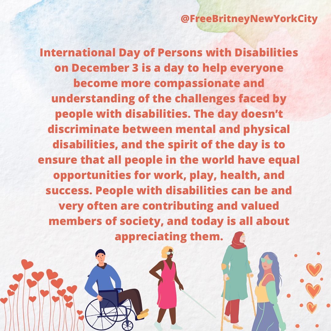 FreeBritneyNyc's tweet photo. People with disabilities can be and very often are contributing and valued members of society, &amp; today is all about appreciating them. #Disability #DisabledAndProud #DisabilityDay2021 #DisabilityAwarness https://t.co/1hkRvaYcp3