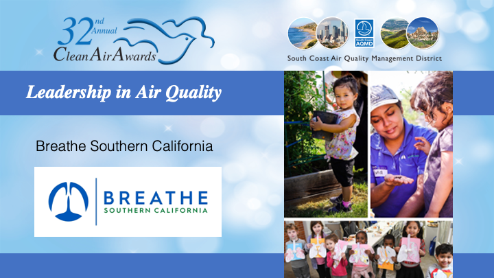 SouthCoastAQMD's tweet photo. Congratulations to the recipient of our Leadership in Air Quality award: @BREATHESOCAL
#CleanAirAwards https://t.co/AFeoM5I5WG