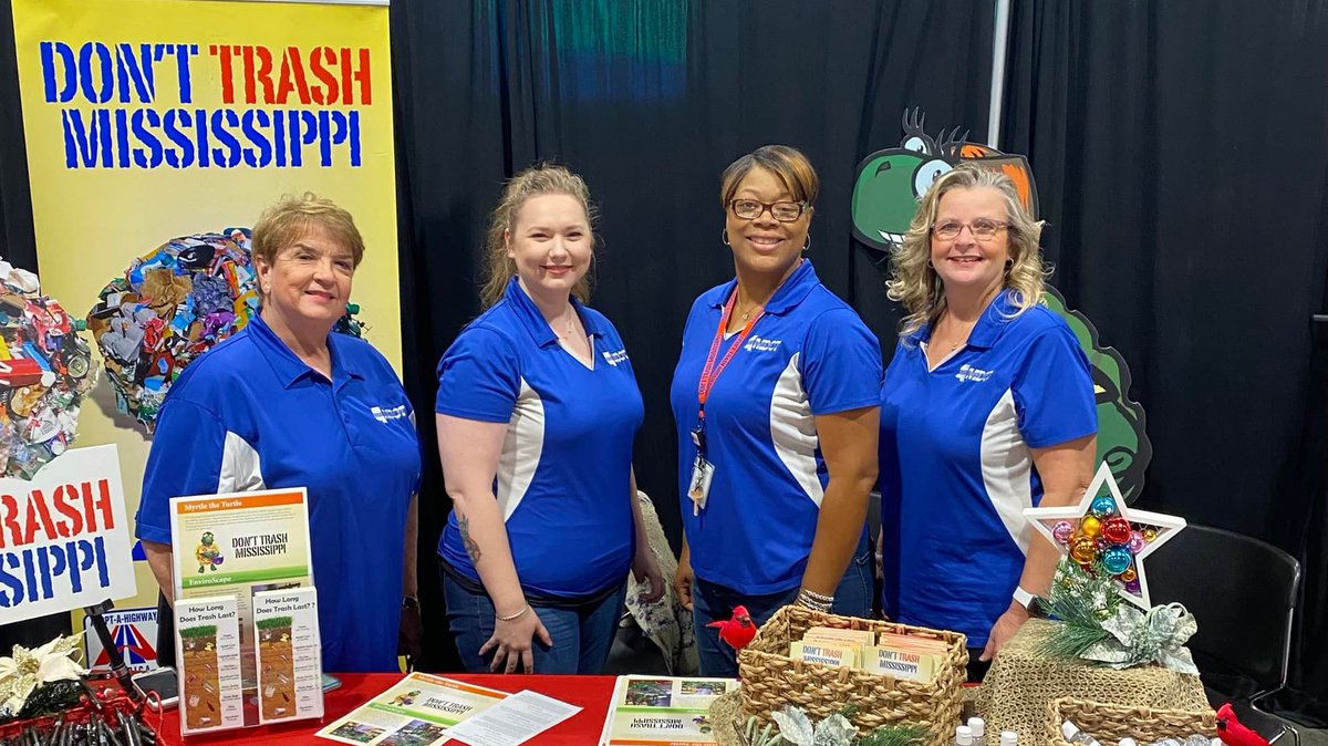 MississippiDOT's tweet photo. MDOT Litter coordinators Wanda Woodard, Jessica Warrington, Daphne Scott and Lorrie Redden attend the Midsouth Association of Independent Schools 2021 Teachers Convention on Friday, Dec 3rd. 

#MIAS #MDOT #DontTrashMS #MyrtleTheTurtle #LitterPrevention https://t.co/xHHsERNBFQ