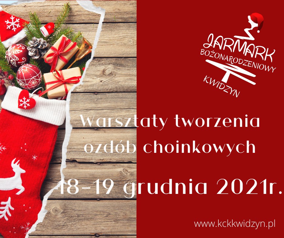 Zapraszamy dzieci na otwarte warsztaty tworzenia ozdób choinkowych. W planach mamy zrobienie aniołów, bałwanków i makramowych ludzików.
Więcej informacji kckkwidzyn.pl