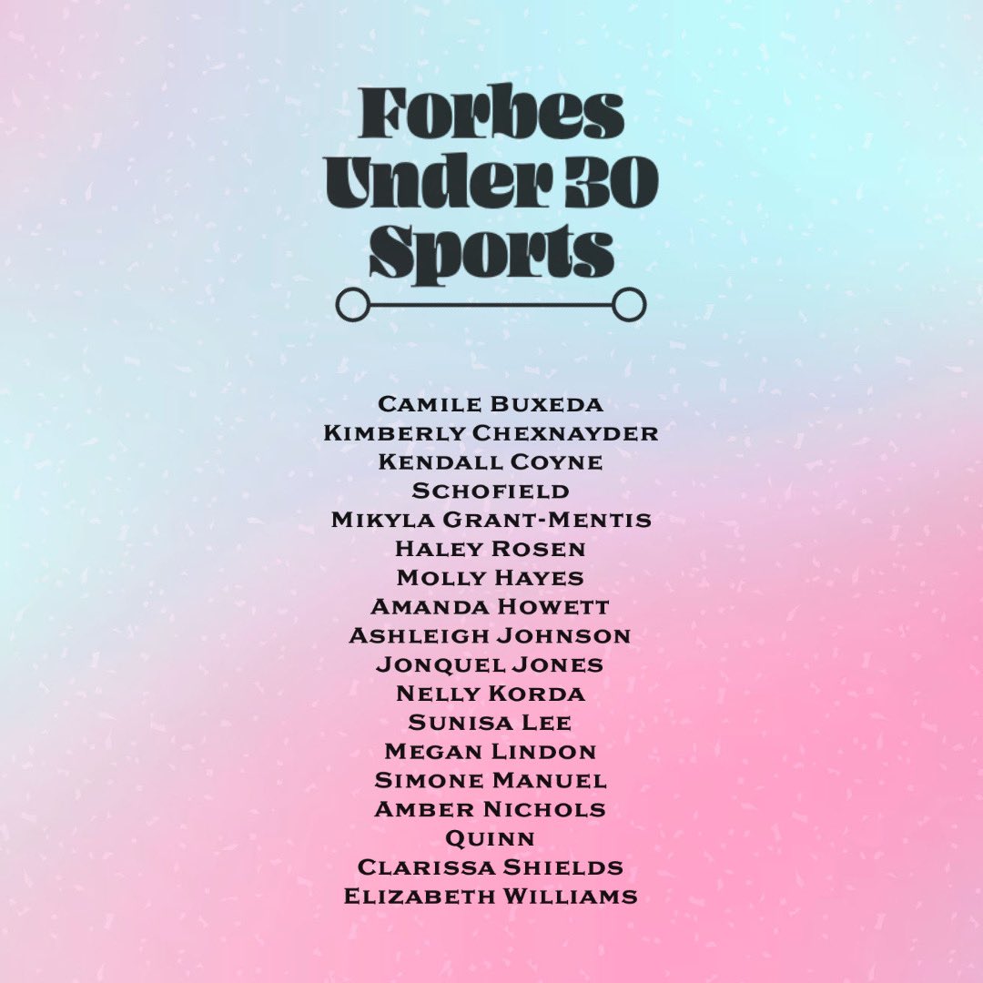 PRCalebM's tweet photo. Today, I want recognize all the women who made the Forbes list for Under 30 in sports! Congratulations #ForbesUnder30 https://t.co/Ys8JPIB0TM
