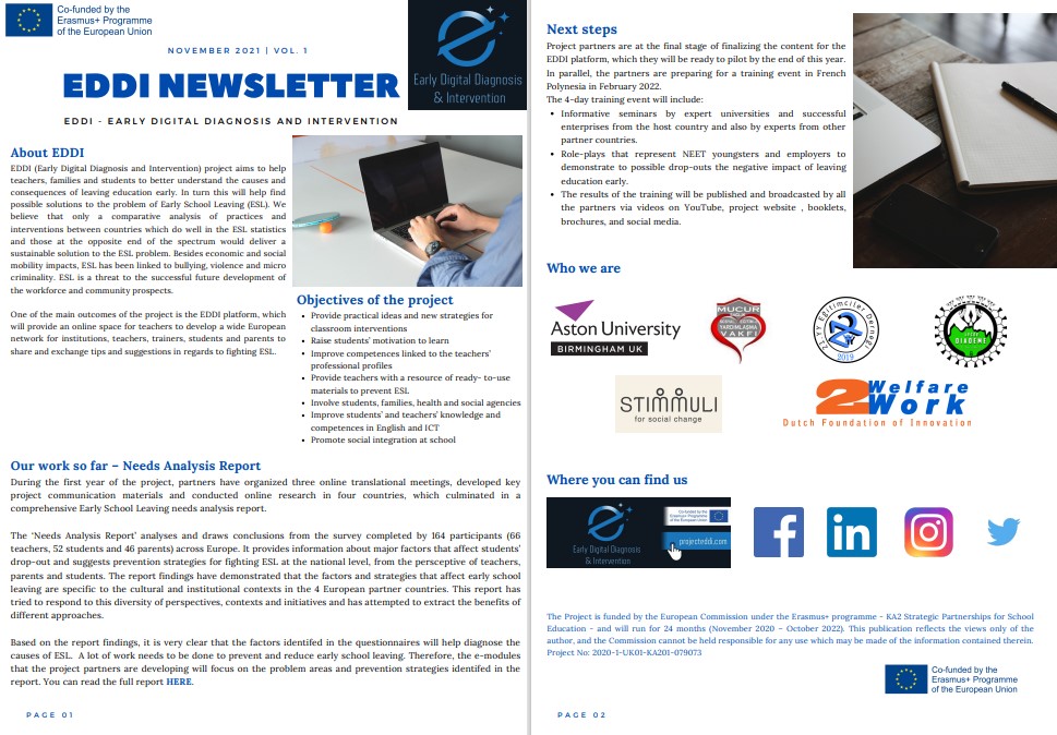 21st_CEA's tweet photo. 🔊We are very excited to share the 1st Newsletter of our #ErasmusPlus KA201 #EDDI "Early Digital Diagnosis and Intervention" Project✔
Download ⬇️ for English & Turkish
https://t.co/bsiYTnRQES
@EddiProject
@MucurV @DFOIW2W @AstonUniversity @StimmuliFChange
#Erasmus #education https://t.co/ryGKqM1Ykd