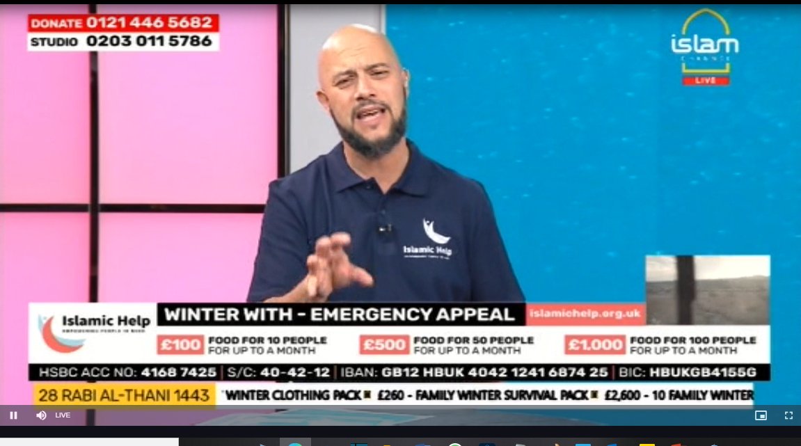 IslamicHelp's tweet photo. We are live NOW on @Islamchannel with our #winterwith emergency appeal. Watch now on Sky 737, Virgin 838 and Freeview 264, or online at https://t.co/TlL16R4udV
Donate via our call centre on 01214465682 or at https://t.co/wVOYJQjWQP https://t.co/4rrRhrJ5tY