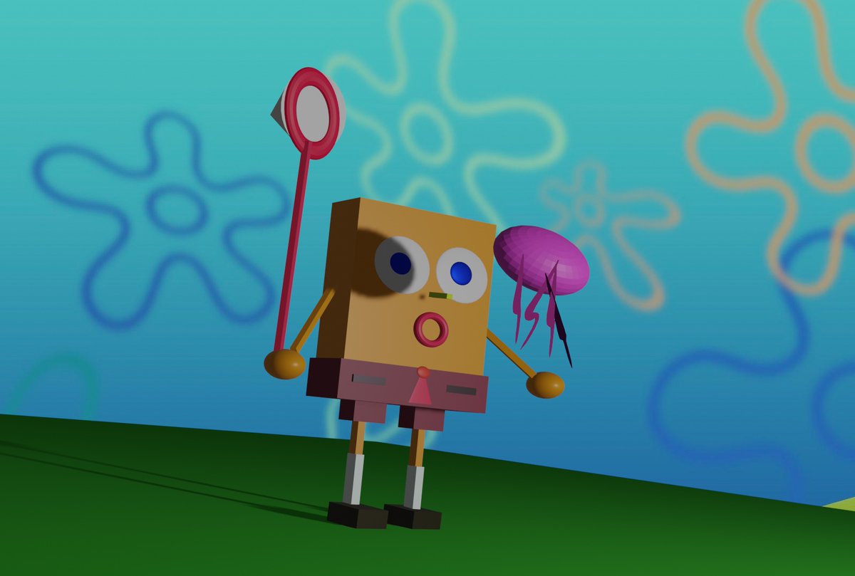 spent today learning blender and making a terrible spongebob. Just look at him