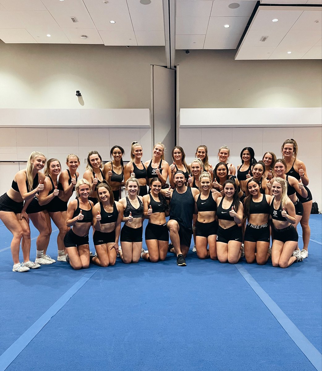 TAMUCheerSquad's tweet photo. We wanted to give a special thank you to our choreographer Dahlston for putting together an amazing routine! We are truly grateful for his time and support with our squad! Let the hard work begin in our journey for another ring! 💍 👍🏻 #PMRTME https://t.co/q9rGBr1Ew5