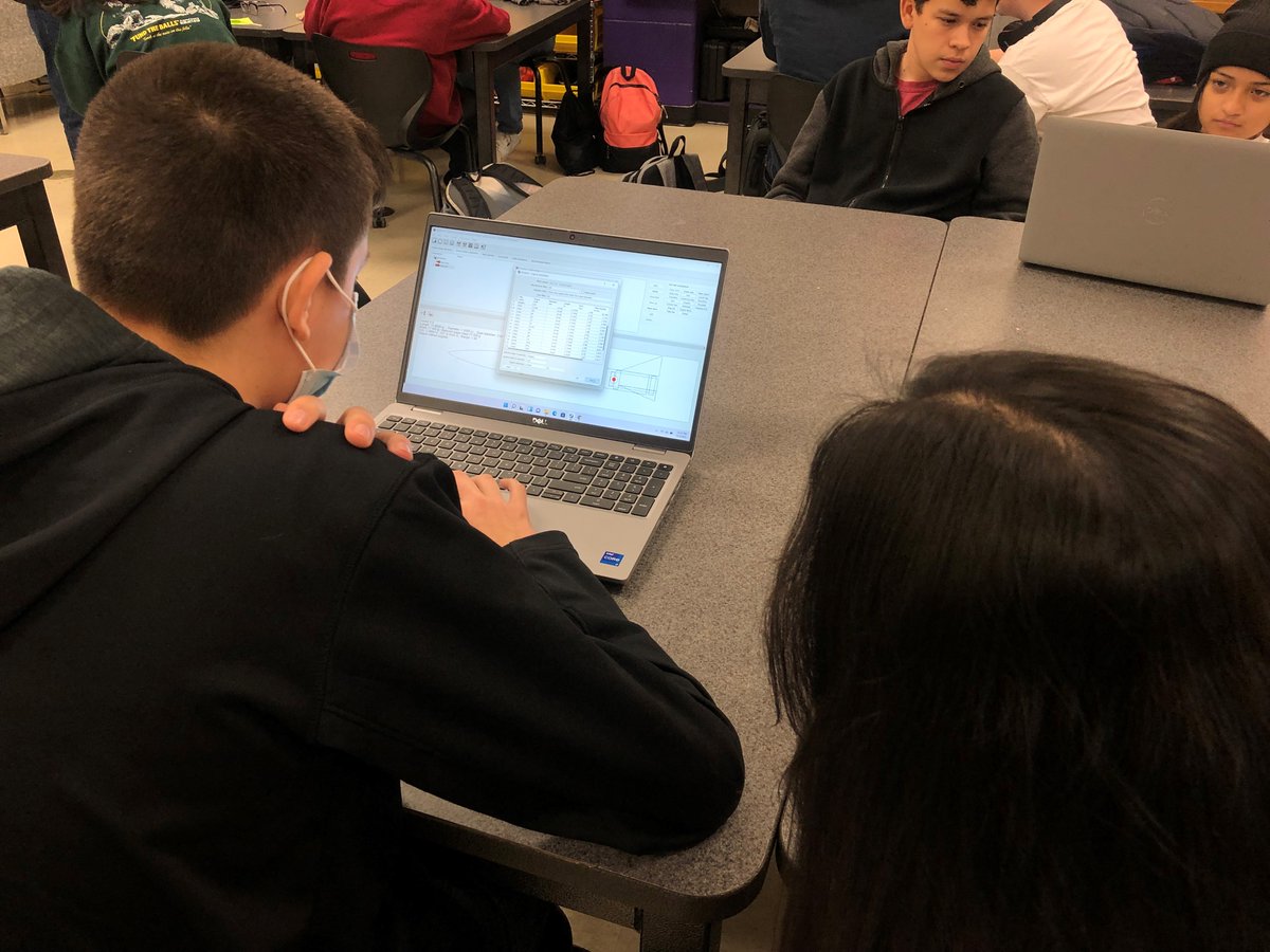 Sophomore level students applying newly learned rocket design parameters in a rocket simulator in order to develop their next generation rocket. Our goal is to launch a model rocket to 2000 feet.  #MFISDCTE