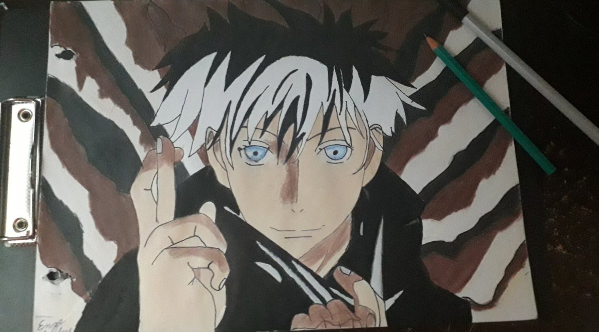 EznArt's tweet photo. Mi primer dibujo de anime: Gojo Satoru https://t.co/HAszPeeioP