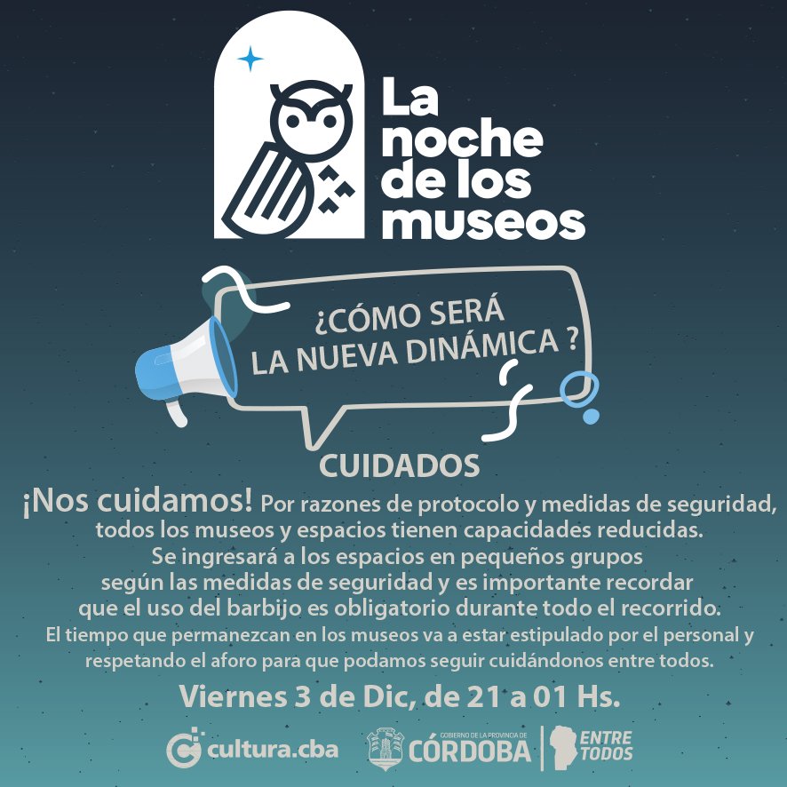 PalacioFerreyra's tweet photo. #NocheMuseosCba
Hoy de 21 a 01 hs
Recorrido por las muestras + Taller de Arte Padre Lucchese + Intervenciones + música en vivo en #ParqueDelMuseo
#MuseosPúblicos #Córdoba
Te esperamos
Nos seguimos cuidando
@AgCbaCultura @Marianadelval1 @NoraBedano @JuanRamia
@rizziest https://t.co/Oja3V6nLJW