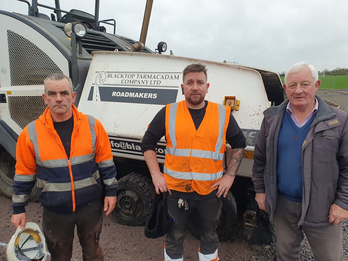 dulbeldcomfac's tweet photo. A huge thank you to Kevin and Christopher Bissett from Blacktop Tarmacadam who provided the surfacing team and machines free of charge to surface our car park - another step closer. Great job lads @droghedaleader @drogindo @meathchronicle @Duleek_AC @Indaver_IRL_UK @meathcoco https://t.co/KEPO4h4e42