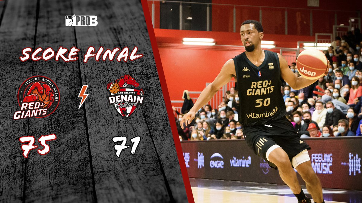 𝙇𝙄𝙑𝙀⎪🔴🔴🔴🔴

Au prix d'un dernier quart-temps étouffant, Lille a fini par renverser Denain. Quel match ! Quel derby !

Merci à <a href="/lillefrance/">Ville de Lille</a> parrain du match pour son soutien

<a href="/LMBasket/">Lille Métropole Basket 🏀</a> 75
<a href="/denainvoltaire/">DENAIN VOLTAIRE</a> 71

#prob #blackGIANTS