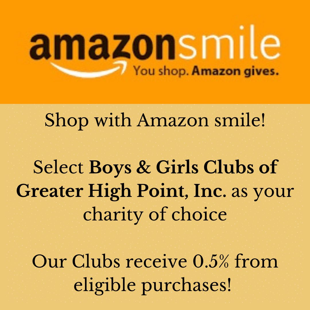 Shopping on Amazon this holiday season?🎄

Did you know that when you shop on Amazon Smile, Boys &amp; Girls of Greater High Point receive 0.5% of your eligible purchases? 

Go check it out! It’s a win-win! 🏅